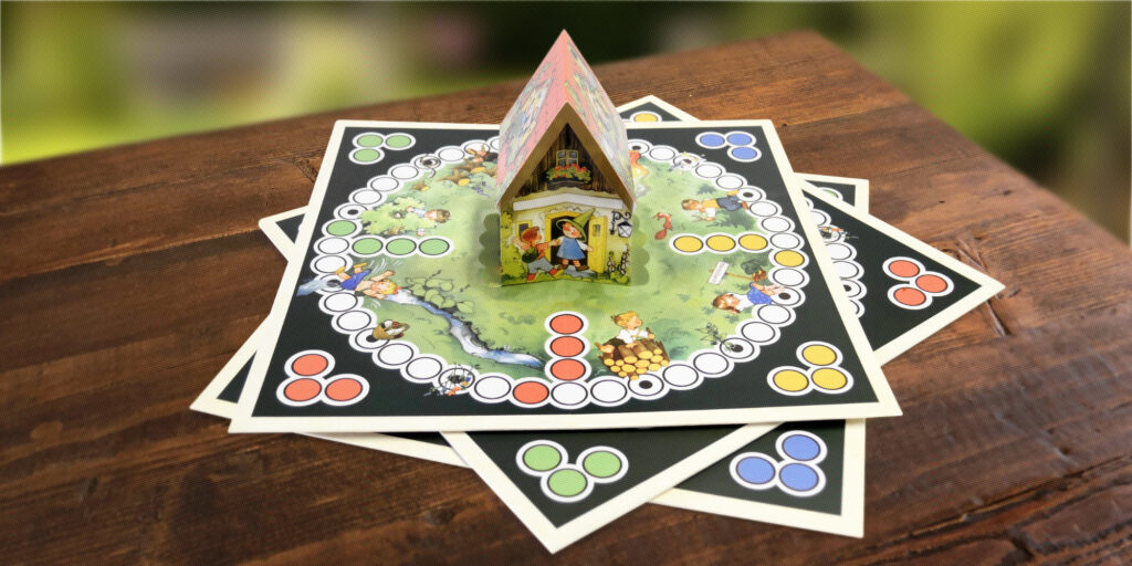 Spielbrett auf einem Tisch im Garten